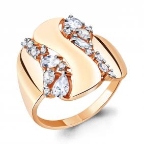 Кольцо из золочёного серебра AQUAMARINE А64782А-п с фианитом А64782А-п фото