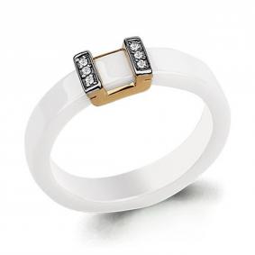 Кольцо из золочёного серебра AQUAMARINE А64915-п с фианитом и керамикой А64915-п фото