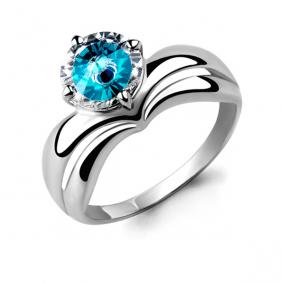 Серебряное кольцо AQUAMARINE А64944100 с фианитом и ювелирным кристаллом А64944100 фото