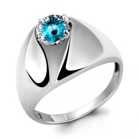 Серебряное кольцо AQUAMARINE А64954100 с фианитом и ювелирным кристаллом А64954100 фото