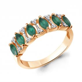 Кольцо из золочёного серебра AQUAMARINE А65000909А-п с фианитом и агатом А65000909А-п фото