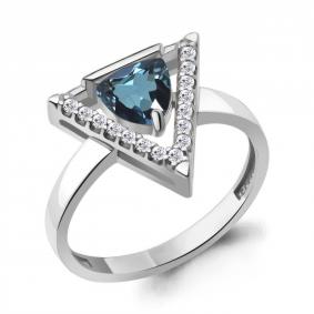 Серебряное кольцо AQUAMARINE А65002008А с фианитом и Лондон топазом А65002008А фото