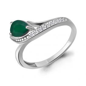 Серебряное кольцо AQUAMARINE А65003009А с фианитом и агатом А65003009А фото