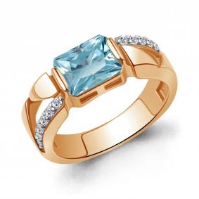 Кольцо из золочёного серебра AQUAMARINE А65003188А-п с фианитом и турмалином А65003188А-п фото