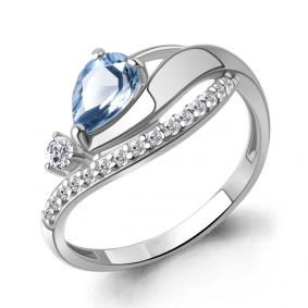 Серебряное кольцо AQUAMARINE А65003405А с топазом и фианитом А65003405А фото