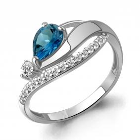 Серебряное кольцо AQUAMARINE А65003408А с фианитом и Лондон топазом А65003408А фото