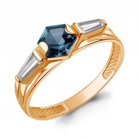 Кольцо из золочёного серебра AQUAMARINE А65006593-п с фианитом и Лондон топазом А65006593-п фото