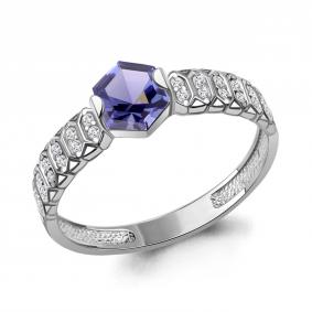 Серебряное кольцо AQUAMARINE А650068603А с фианитом и танзанитом А650068603А фото