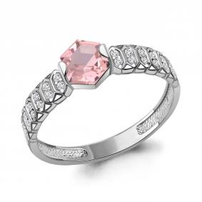 Серебряное кольцо AQUAMARINE А65006890А с фианитом и морганитом А65006890А фото