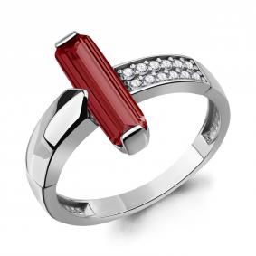 Серебряное кольцо AQUAMARINE А65006985А с фианитом и гранатом А65006985А фото