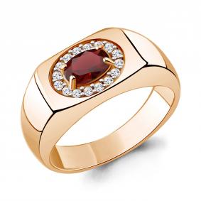 Кольцо из золочёного серебра AQUAMARINE А65007403А-п с фианитом и гранатом А65007403А-п фото