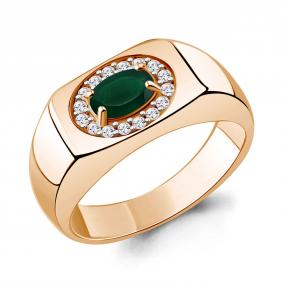 Кольцо из золочёного серебра AQUAMARINE А65007409А-п с фианитом и агатом А65007409А-п фото