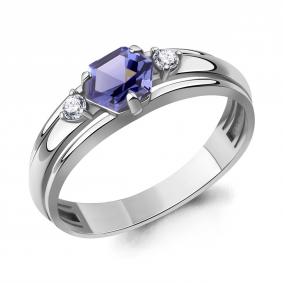 Серебряное кольцо AQUAMARINE А650078603А с фианитом и танзанитом А650078603А фото