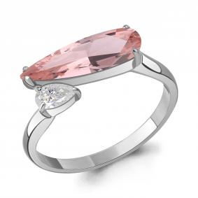 Серебряное кольцо AQUAMARINE А65008290 с фианитом и морганитом А65008290 фото