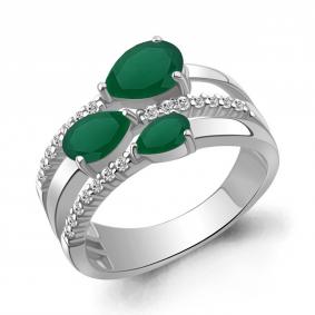 Серебряное кольцо AQUAMARINE А65008609А с фианитом и агатом А65008609А фото
