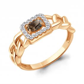 Кольцо из золочёного серебра AQUAMARINE А65014301А-п с фианитом и кварцем А65014301А-п фото