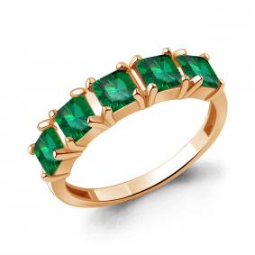 Кольцо из золочёного серебра AQUAMARINE А650162П-п с гидротермальным изумрудом А650162П-п фото