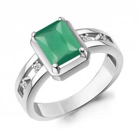 Серебряное кольцо AQUAMARINE А65016809А с фианитом и агатом А65016809А фото