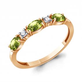 Кольцо из золочёного серебра AQUAMARINE А65017407А-п с фианитом и хризолитом А65017407А-п фото