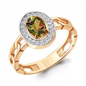 Кольцо из золочёного серебра AQUAMARINE А65017719А-пк с фианитом и султанитом А65017719А-пк фото