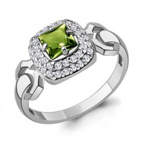 Серебряное кольцо AQUAMARINE А65018407А с фианитом и хризолитом А65018407А фото