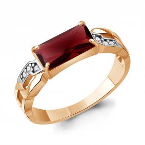 Кольцо из золочёного серебра AQUAMARINE А65018585А-п с фианитом и гранатом А65018585А-п фото