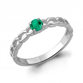 Серебряное кольцо AQUAMARINE А650187П с гидротермальным изумрудом А650187П фото