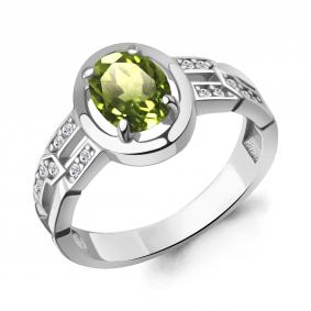 Серебряное кольцо AQUAMARINE А65018807А с фианитом и хризолитом А65018807А фото
