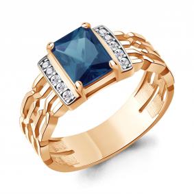 Кольцо из золочёного серебра AQUAMARINE А65018993А-п с фианитом и Лондон топазом А65018993А-п фото