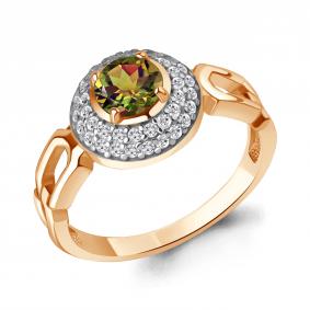 Кольцо из золочёного серебра AQUAMARINE А65019019А-п с фианитом и султанитом А65019019А-п фото