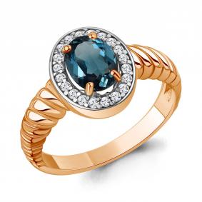 Кольцо из золочёного серебра AQUAMARINE А65019708А-п с фианитом и Лондон топазом А65019708А-п фото