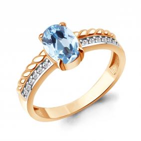 Кольцо из золочёного серебра AQUAMARINE А65019805А-п с топазом и фианитом А65019805А-п фото