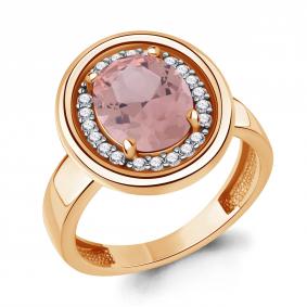 Кольцо из золочёного серебра AQUAMARINE А65019990А-п с фианитом и морганитом А65019990А-п фото