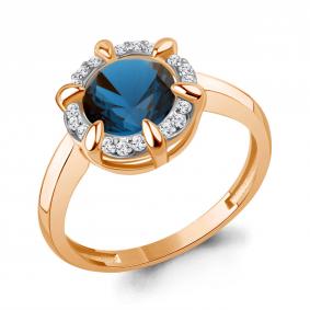 Кольцо из золочёного серебра AQUAMARINE А65020593А-п с фианитом и Лондон топазом А65020593А-п фото