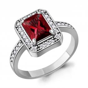 Серебряное кольцо AQUAMARINE А65020785А с фианитом и гранатом А65020785А фото