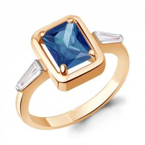 Кольцо из золочёного серебра AQUAMARINE А65020993-п с фианитом и Лондон топазом А65020993-п фото