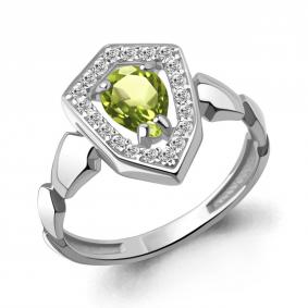 Серебряное кольцо AQUAMARINE А65022407А с фианитом и хризолитом А65022407А фото