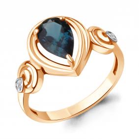 Кольцо из золочёного серебра AQUAMARINE А65025008А-пк с фианитом и Лондон топазом А65025008А-пк фото