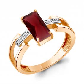 Кольцо из золочёного серебра AQUAMARINE А65030485А-п с фианитом и гранатом А65030485А-п фото