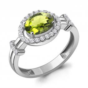 Серебряное кольцо AQUAMARINE А65030507А с фианитом и хризолитом А65030507А фото