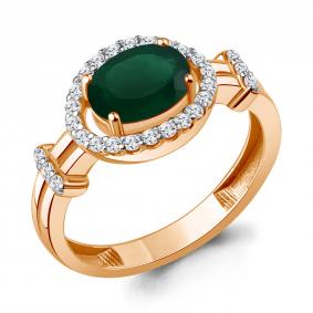 Кольцо из золочёного серебра AQUAMARINE А65030509А-п с фианитом и агатом А65030509А-п фото