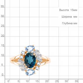 Кольцо из золочёного серебра AQUAMARINE А65030862А-п с топазом, фианитом и Лондон топазом А65030862А-п фото
