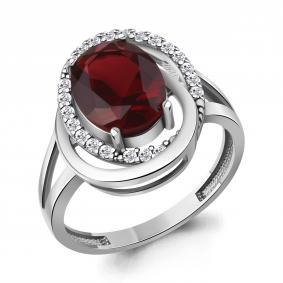 Серебряное кольцо AQUAMARINE А65031085А с фианитом и гранатом А65031085А фото