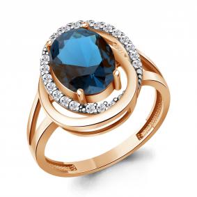 Кольцо из золочёного серебра AQUAMARINE А65031093А-пк с фианитом и Лондон топазом А65031093А-пк фото