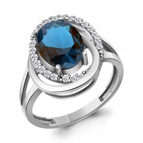 Серебряное кольцо AQUAMARINE А65031093А с фианитом и Лондон топазом А65031093А фото