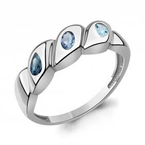 Серебряное кольцо AQUAMARINE А65031766 с топазом и Лондон топазом А65031766 фото