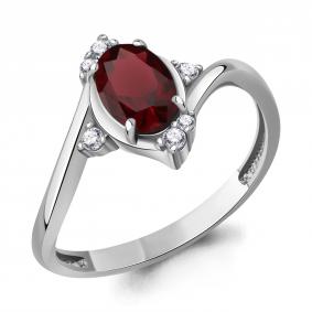 Серебряное кольцо AQUAMARINE А65032203А с фианитом и гранатом А65032203А фото