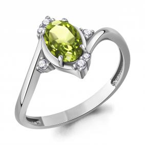 Серебряное кольцо AQUAMARINE А65032207А с фианитом и хризолитом А65032207А фото