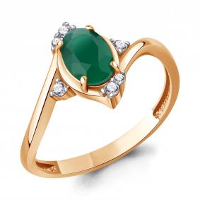 Кольцо из золочёного серебра AQUAMARINE А65032209А-п с фианитом и агатом А65032209А-п фото