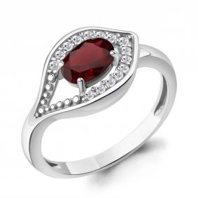 Серебряное кольцо AQUAMARINE А65032403А с фианитом и гранатом А65032403А фото